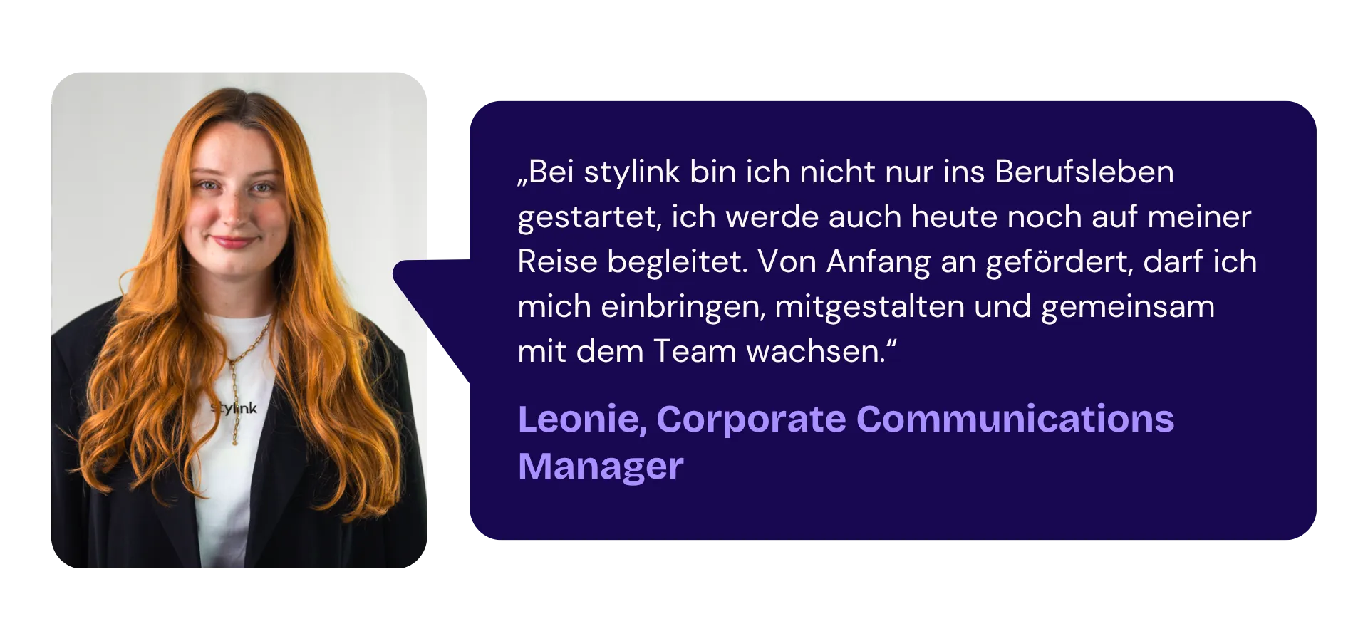 Leonie Settele, Corporate Communications Manager at stylink.